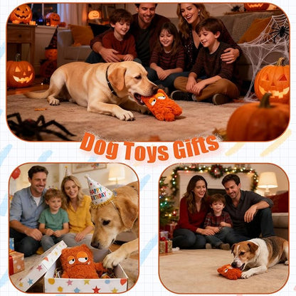 Squeaky Dog Toy, Plush Stuffed Dog Toy Keep Them Busy Tug of War Dog Chew Toy for Small Medium Large Dogs (Orange)