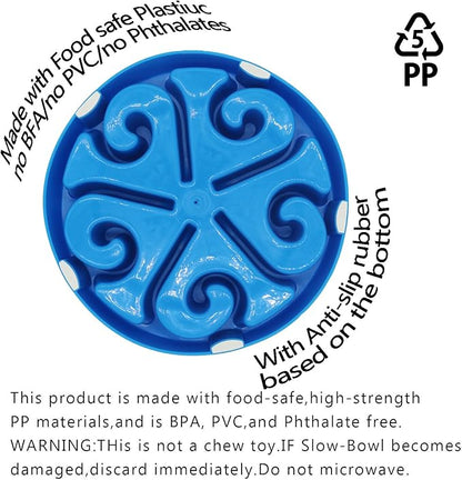Slow Feeder Dog Bowl,Interactive Pet Food Dish,Anti Choking Slow Eating,Bloat Stop Puppy Swirl Puzzle for Healthy Diet Eating Habit (1 Pack, Blue)