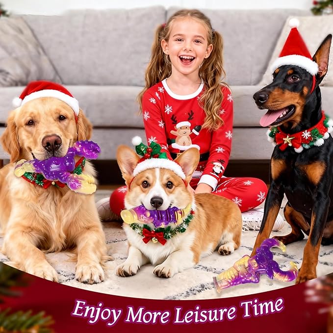 Indestructible Dog Toys for Aggressive Chewers, Tough Dog Toys for Large Dogs, Durable Dog Chew Toys to Keep Them Busy, Interactive Aggressive Chew Toys for Medium Dogs, Beef Flavor (Lob+Bull+Cro)