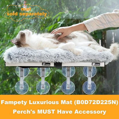 24"XL Cat Window Perch=12" Duo Pac Step=2 Mini Stand for Narrow Space,Vertical Gym Set,8+8 Suction Cup,Hold Up 80LB,Foldable Cordless Underneath Support,Textilene Seat Bed,Easy Clean&Dry-White