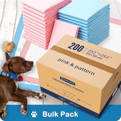 200 Count Dog Training Pads - 23"x23" Leak-Proof 6-Layer Puppy Pee Pads, Super Absorbent Potty Pads with Instant Dry Gel, Bulk Value Pack for Dogs & Cats (100 Pattern + 100 Pink)
