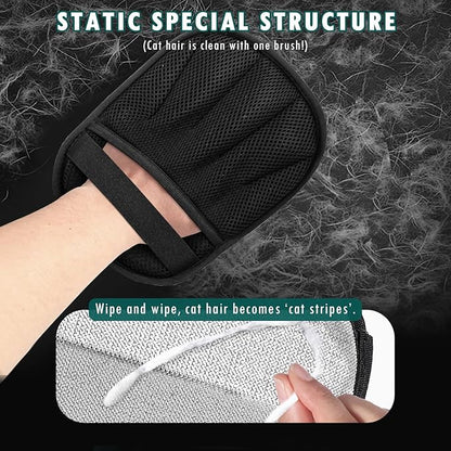 Aerbee Double-Sided Grooming Gloves for Pets, Static Removal Gloves for Dog Hair, Sueean Grooming Gloves for Cats, Reusable Pet Hair Remover Glove for Clothes Furniture Washing, Deshedding, Grooming