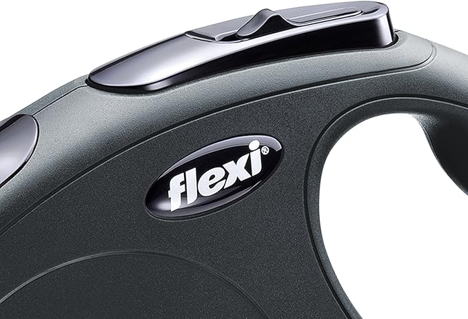Flexi New Classic Cord Black Retractable Dog Cat Lead Extra Small 8kg - 3M