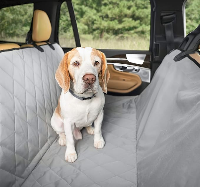 Plush Paws Products Premium Rear Car Seat Protector w/Hammock | Washable & Waterproof Back Seat Dog Cover for Car, Truck, & SUV | Nonslip, Tear Resistant Pet Seat Cover | X-Large Grey