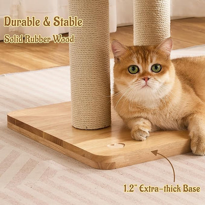 Modern Solid Wood Cat Tree for Indoor Cats Large Adult, 50in Tall Cat Tower with Sisal Scratching Posts, Cat Scratcher Cardboard, Cozy Cat Beds Cave Condo, Multi-Level Cat Furniture