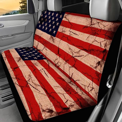 AFPANQZ Amrtica Flag Car Rear Bench Protective Car Seat Cover Back Seat Only for Car Truck SUVs Polyester Fabric Car Backseat Cover with Universal Fit Full Wrap Dust-Proof Cream