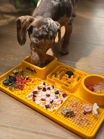 Snack Board Slow Feeder for Dogs – Large Enrichment Feeding Board with Mini Bowls & Flat Sections, Perfect for Treats & Meals | Kubi Pets