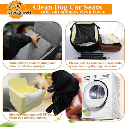 Dog Car Seat for Small Medium Dogs,Portable Pet Booster Seat with Safety Strap & Removable Washable Pad,Memory Foam Dog Travel Bed for Car,SOFE Velvet for Puppies Cats（M-Black/Brown）