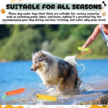 Skylety 4 Pack Floating Dog Toys with Rope Handle EVA Dog Bumper Throw Stick for Water Training Fetch Retrieving High Visibility Pool Water Toys for Beach Diving Pool Yard Summer Outdoor Play