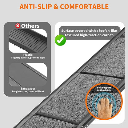 Dog Ramp for Car 63" Long & 17.3" Wide Portable Dog Ramps for Large Dogs with Non-Slip Rug Surface Dog Car Ramp for SUV Car & Truck, Outdoor Pet Ramp Folding Dog Ramp Up to 250LBS