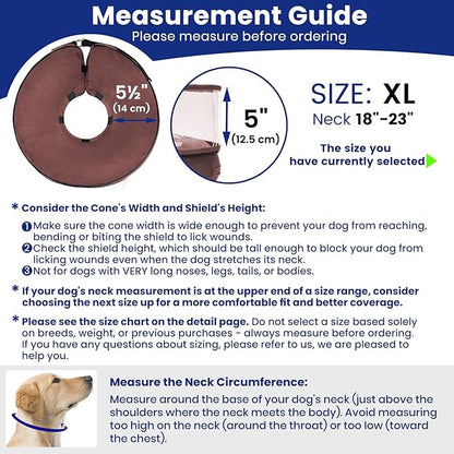 BARKLESS Dog Cone, Inflatable Dog Cone After Surgery for Large Breeds, Soft Surgery Collar with Enhanced Anti-Licking Guard Shield for Pets, Patented Protective Donut Collar