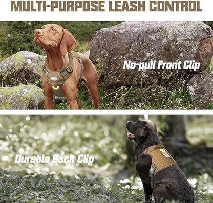 Auroth Tactical Dog Harness for Small Medium Dogs No Pull Adjustable Pet Harness Reflective Working Training Easy Control Pet Vest Military Service Dog Harnesses Army Yellow M