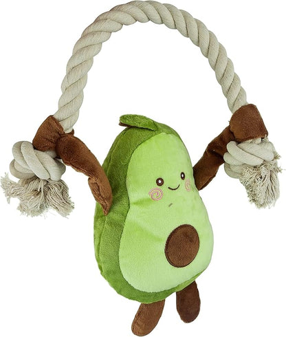 Native Pup Dog Toy Rope and Plush Stuffed Squeaker, Tug of War Toys for Dogs, Puppy Welcome Home Add on for Pets (Avocado)