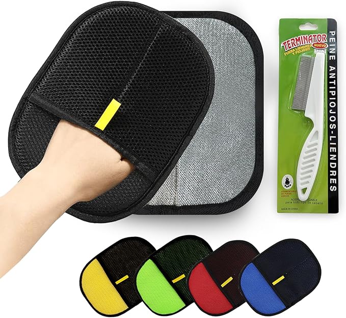 2pcs Set Pet Hair Remover Glove, Grooming Gloves for Dogs and Cats,Reusable Cat & Dog Hair Remover for Couch, Furniture (24X18CM)