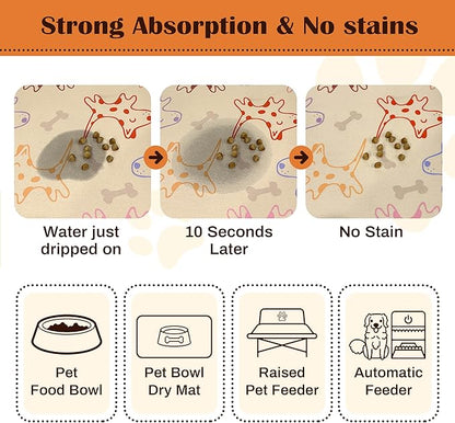 Pet Feeding Mat for Floors Waterproof Dog Mat for Food and Water Absorbent Quick Dry Non Slip mat for Cat Bowls