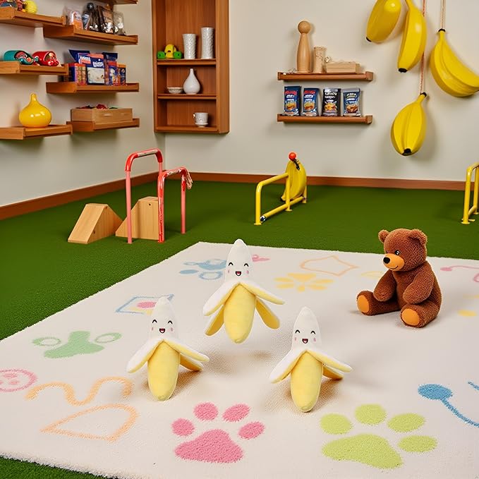 3 Pieces Yellow Banana Plush Squeeze Squeaker Puppy Dog Toys Plush Chew (Banana) Dog Squeak Toys