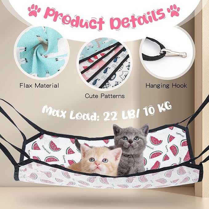 Shappy 5 Pcs Pet Hammock for Cage Hanging Pet Hammock Bed with Metal Hooks Cats Ferret Soft Bed Suitable for Guinea Pig Hamster Gerbil Kittens Cats Cage(Cute)
