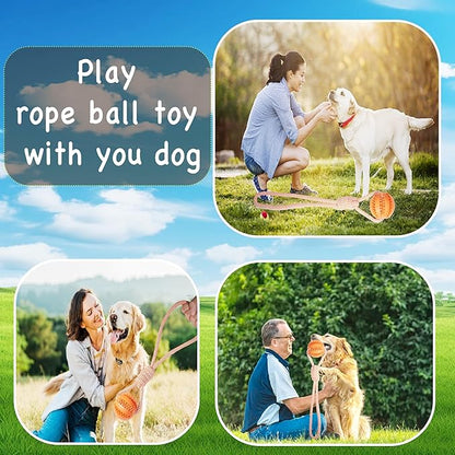 Dog Rope Toy for Medium and Small Dogs, Interactive Puppy Toys Tug of War Toy with Rubber Ball, Durable Outdoor Puppy Chew Toys for Teeth Cleaning, Fetch & Training (Orange)