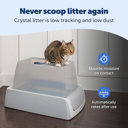 PetSafe ScoopFree Crystal Pro Legacy Self-Cleaning Automatic Litter Box - Top-Entry Motion-Sensing Cat Box with Integrated Health Counter - Includes 1 Disposable Crystal Litter Tray