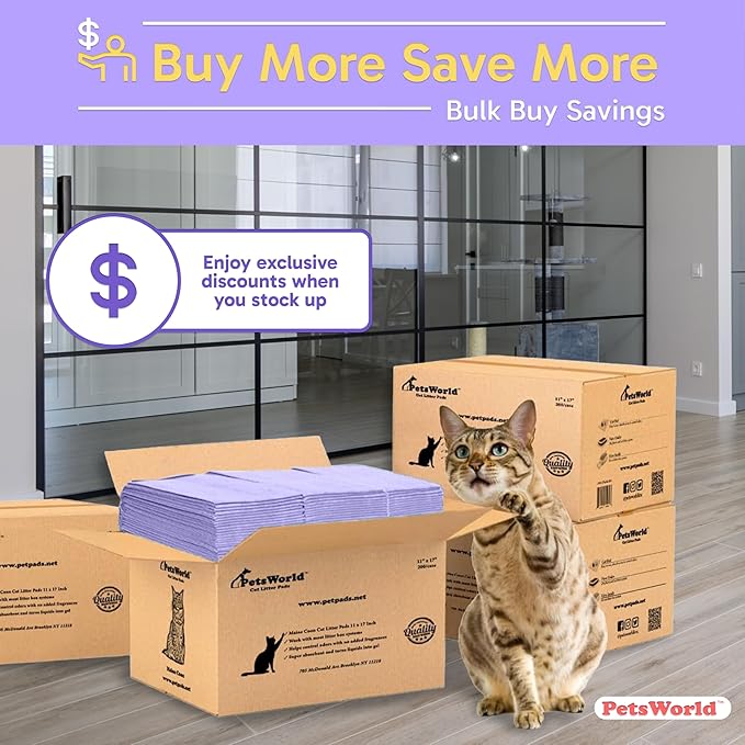 PetsWorld Universal Fit Cat Pad Refills for Litter Box, Unscented, Odor Control, Pack of 400