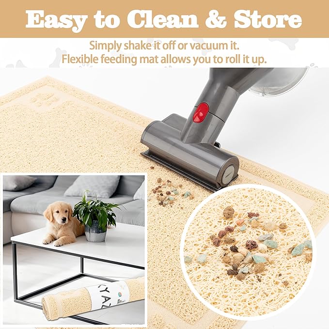Darkyazi Pet Feeding Mat Large for Dogs and Cats,24"×36" Flexible and Easy to Clean Feeding Mat,Best for Non Slip Waterproof Feeding Mat (Beige)