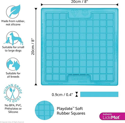 LickiMat Classic Playdate Slow Feeder for Dogs Lick Mat Boredom Anxiety Reducer Perfect for Food Treats Yogurt Liquid Food Peanut Butter Fun Alternative to a Slow Feed Dog Bowl, Turquoise