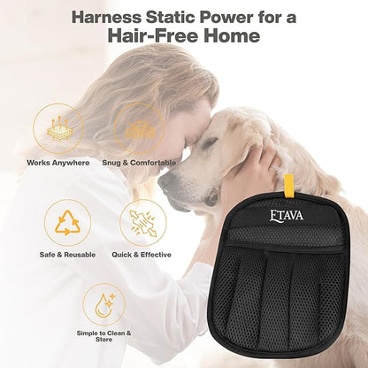 2 Pack Pet Hair Removal Gloves for Dogs & Cats, Reusable Five-Finger Electrostatic Hair Remover Tool, Cat & Dog Grooming Gloves for Shedding & Deshedding, Magic Brush for Laundry, Couch, Carpet