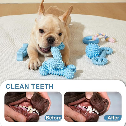 6 Pack Dog Chew Toys for Puppy Cute Blue Small Dog Toys Puppy Dog Toys for Teething Soft Durable Interactive Chew Toy for Small Dogs Light Blue