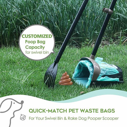 Compostable Dog Poop Bags for Swivel Bin & Rake Dog Pooper Scooper, AYOTEE Dogs Waste Bags with Handles Biodegradable 50 Packs