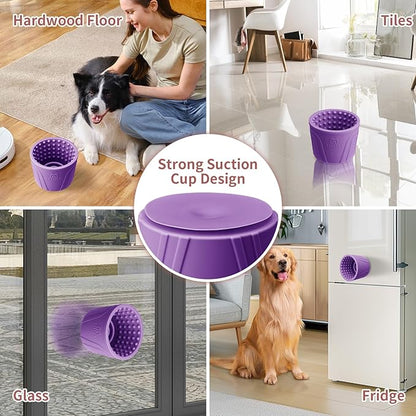 Dog Lick Bowl, Bestalk Anxiety Relief Slow Feeder Dog Lick Mat Treat Dispenser, Non-Slip Dog Licking Bowl Dog Enrichment Toys for Small Medium and Large Breed Dogs, BPA Free Silicone(Purple,S)