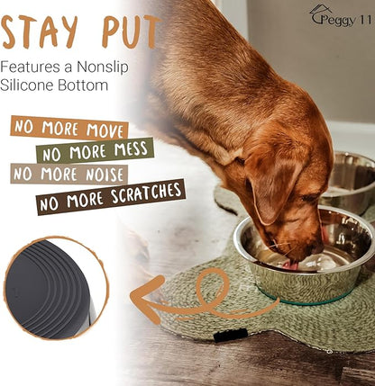 PEGGY11 Deep Stainless Steel Anti-Slip Dog Bowls - 4-Pack, 16 Cups