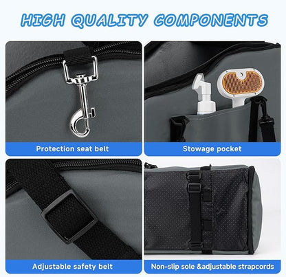 Center Console Dog Car Seat - Suitable for Small Dogs and Puppies Up to 12 lbs,Portable Armrest Booster with Safety Belt, Easy-Clean Technical Cloth,Safety Leash,Storage Bag,Multi-Function Pet Carrier