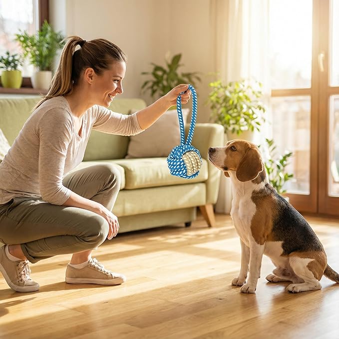 Dog Rope Toys for Small Dogs, 3 Pack Durable Cotton Rope Dog Toys for Aggressive Chewers, Interactive Tug of War Puppy Chew Toys for Teeth Cleaning, Carrot Rope Toy, Rope Ball & Knotted Rope