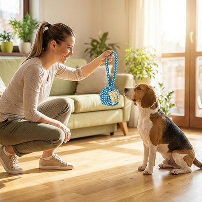 Dog Rope Toys for Small Dogs, 3 Pack Durable Cotton Rope Dog Toys for Aggressive Chewers, Interactive Tug of War Puppy Chew Toys for Teeth Cleaning, Carrot Rope Toy, Rope Ball & Knotted Rope
