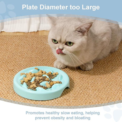 Slow Feeder Bowl for Cats and Small Dogs,Cilkus Fish Pool Design, Fun Interactive Bloat Stop Puzzle Feeder Bowl Healthy Eating Diet Made of Melamine Food Grade Material Dishwasher Safe (Blue)