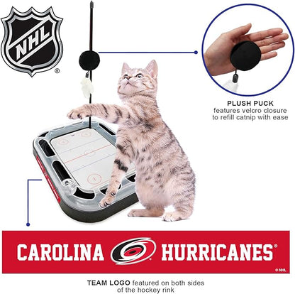 Pets First 5-in-1 NHL Carolina Hurricanes Hockey Field Cat Scratcher Toy with Interactive Cat Ball Bell in Tracks