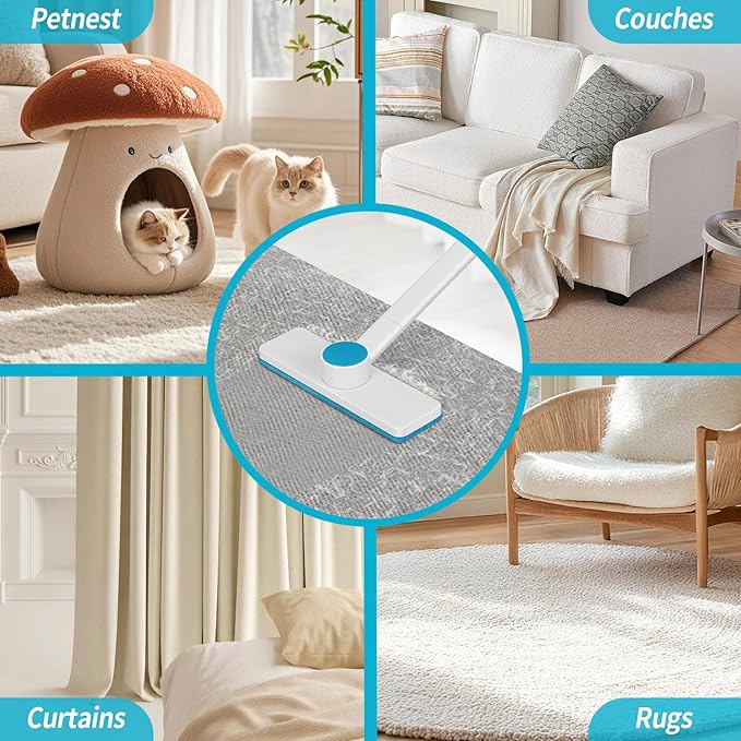 Pet Hair Removal Tool - Pet Hair Remover for Cat & Dog Hair Cleaning, Carpet Rake for Fabric Furniture, Pet Carpet Cleaner Come with Adhesive Hook Convenient to Hang & Store, an Ideal for Pets Owners
