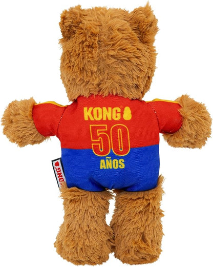 KONG Wild Knots Bear Soccer Player Dog Toy – Spain – National Team Jersey Inspired – International Tournament Edition – Plush Rope Toy with Squeaker, Medium/Large