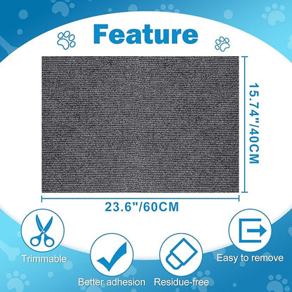 23.6x15.8 Cat Wall Scratcher Mat with Nano Tape,Anti Cats Scratch Furniture Couch Carpet Corner Protector for Indoor,Trimmable Cat Scratching Pad Board Sofa Replacement