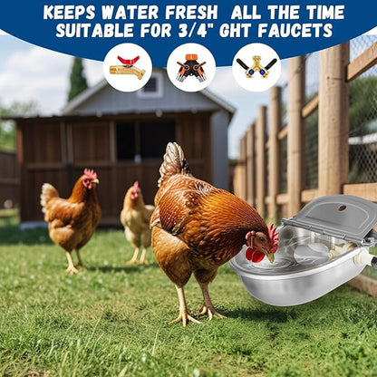 Automatic Water Dispenser for Dogs, Auto Dog Waterer for Outdoor, Stainless Steel Water Bowl Dispenser for Livestock Waterer,Chicken Water System, self Filling Dog Water Bowl Fit 3/4'' GHT Faucet