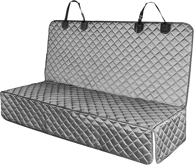 PETICON Waterproof Scratchproof Pet Bench Seat Covers for Cars, SUVs, Nonslip Durable Back Seat Cover for Dogs, Washable Backseat Protection, Gray