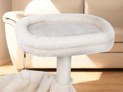 YUNIQUE 39.4'' Cat Tree with Cat Condo and Big Hammock, Beige