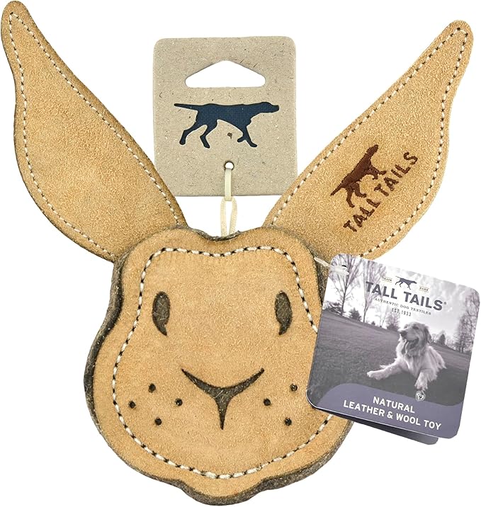 Tall Tails Dog Natural Leather Scrappy Fetch Toy for Dogs, Rabbit