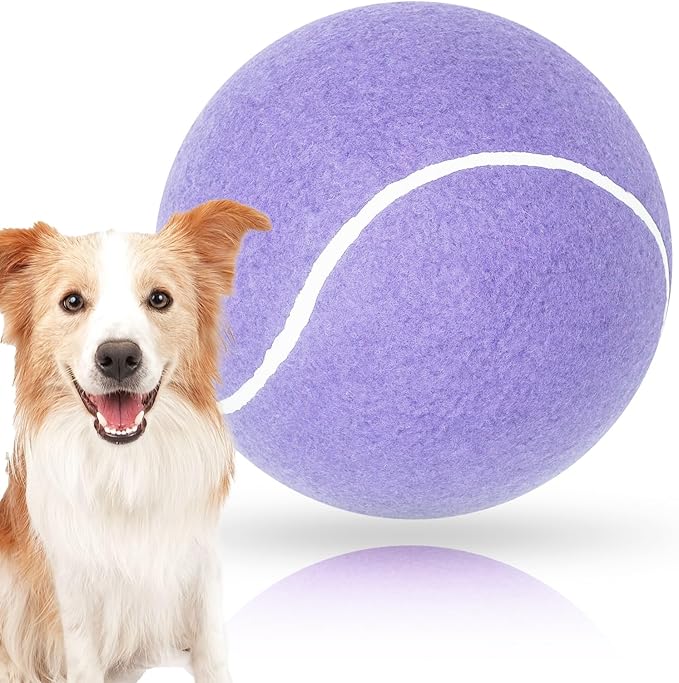 Big Tennis Ball for Dogs, Giant Dog Tennis Ball Toy Large Outdoor Sports Gift for Small Medium Large Dog (Light Purple, 9.5 inch)