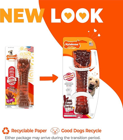 Nylabone Textured Bone Power Chew Toy for Dogs, Durable & Tough Dog Toys for Aggressive Chewers, Beef Jerky Flavor, X-Large Dogs - Over 50 Ibs, 1 Count