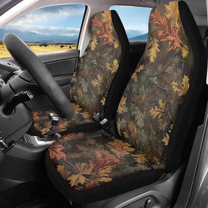 Dreaweet Hunting Camo Car Seat Covers Front Seats Only Universal 2 Piece Car Seat Cover Washable High Back Bucket Seat Covers for Cars SUV Sedan