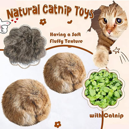 Rabbit Fur Ball Cat Toy, Soft Fluffy Cat Toy Ball, Soft Plush Cat Toy Balls for Bunny Kicks & Chase Games, for Indoor Fun to Chase