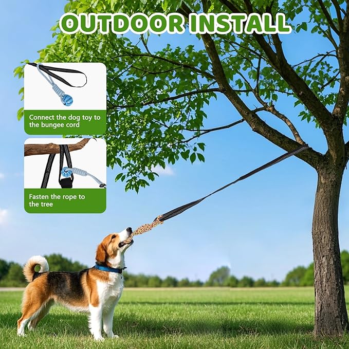 Hanging Tree Tug Toy,Bungee Dog Toy, Interactive Tether Tug Toy with 4Pcs,Exercise Play Rope, for Small/Medium Dogs
