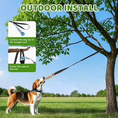 Hanging Tree Tug Toy,Bungee Dog Toy, Interactive Tether Tug Toy with 4Pcs,Exercise Play Rope, for Small/Medium Dogs