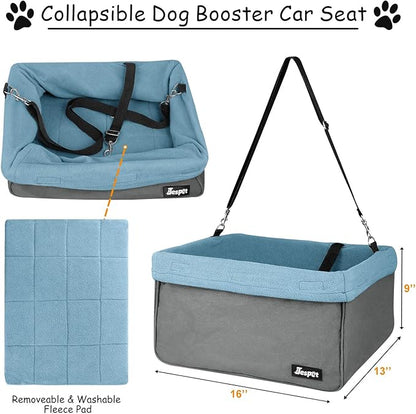 JESPET & GOOPAWS Dog Booster Seats for Cars, Portable Dog Car Seat Travel Carrier with Seat Belt for 24lbs Pets